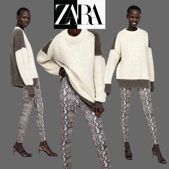 ZARA NEW Snakeskin Print Jersey Pull-On Legging M - Picture 3 of 12